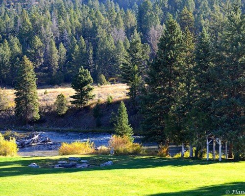 Gallatin River view from the deck of the Lodge